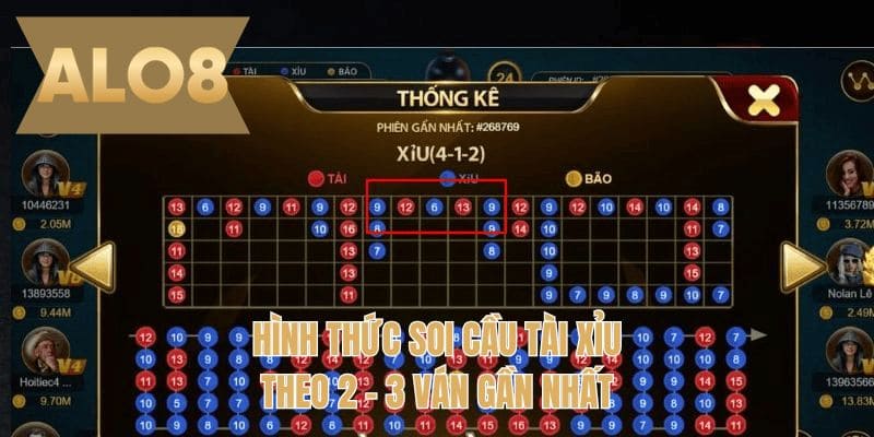 Hình thức soi cầu tài xỉu theo 2 - 3 ván gần nhất